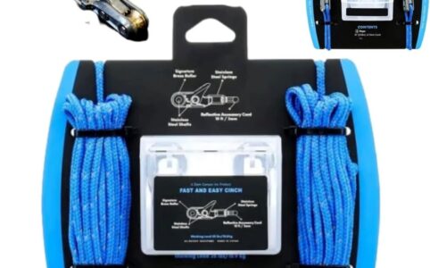 Cord and rope tightening tool with Rollercam technology in use, securing a rope efficiently.