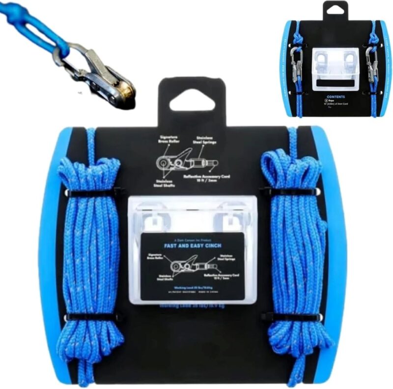 Cord and rope tightening tool with Rollercam technology in use, securing a rope efficiently.