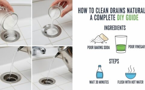 DIY drain cleaning using baking soda and vinegar