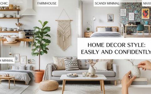 living room showing blended Scandinavian and modern decor style