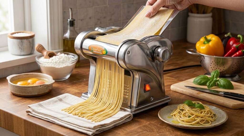 Fresh homemade noodles from Newhai pasta maker