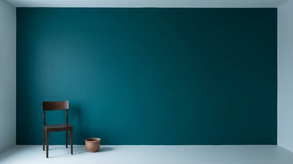 Large botanical wall art hung against a vibrant orange wall to soften room color